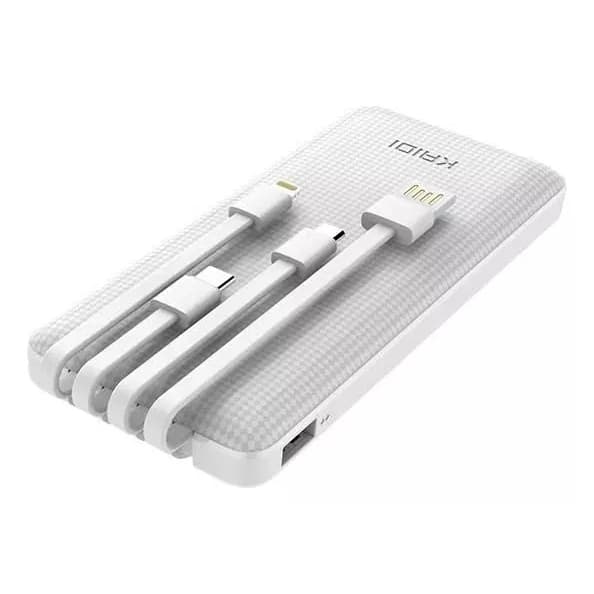 Power Bank Kaidi 10000mah Carregador Portátil 4 Cabos Kd-953 Cor Branco
