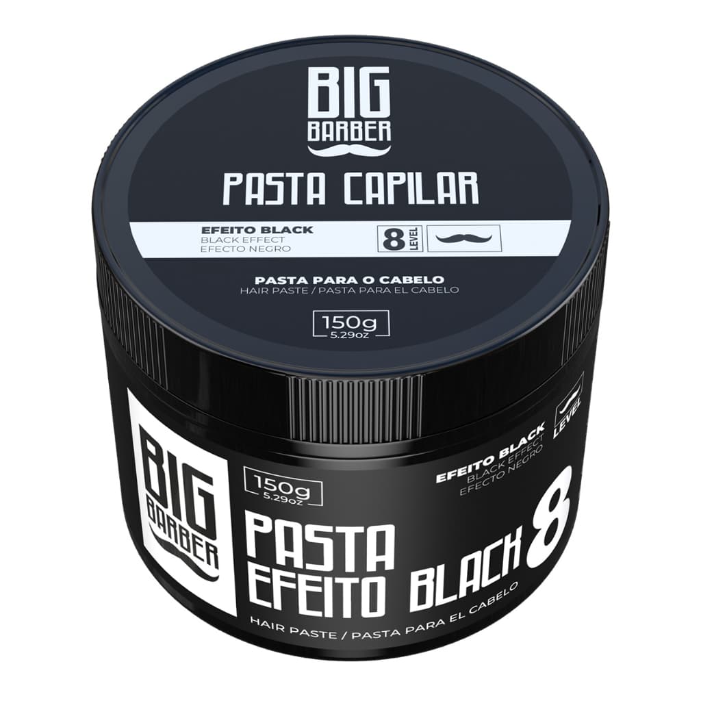 Pomada Pasta Modeladora Capilar Efeito Black Big Barber 150 Gr Level 8 Escurece Os Fios