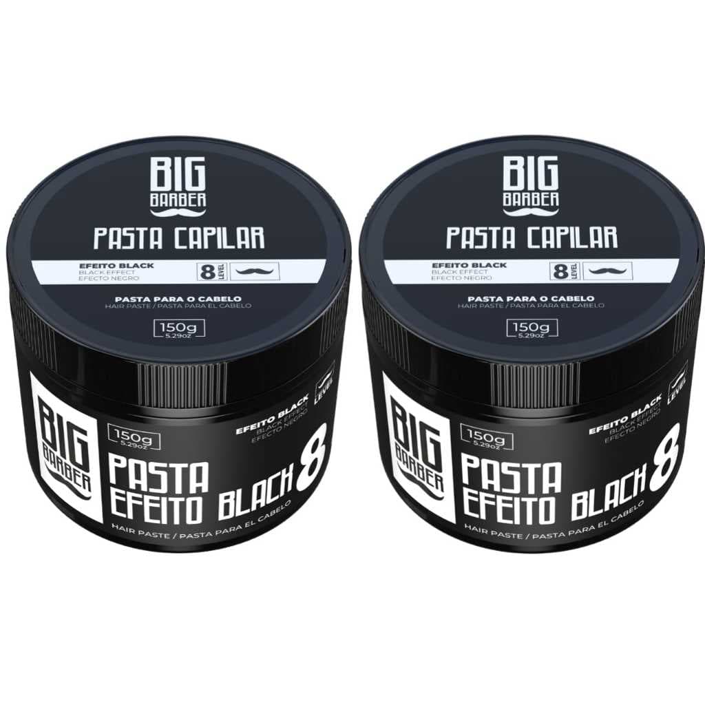 2 Pasta Pomada Capilar Modeladora Efeito Black Preta Big Barber Level 8 Promoção