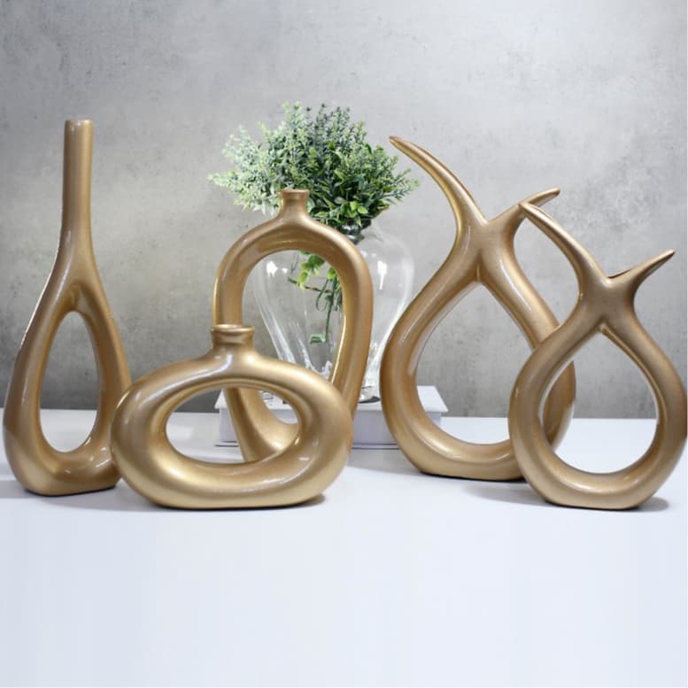 5 Peças Cerâmica vasos Moderno centro mesa Decorativo Enfeite Casa para Rack Sala Aparador Conjunto