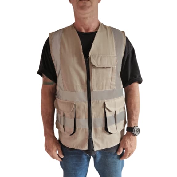 Colete Refletivo em Brim leve - Multi Bolsos