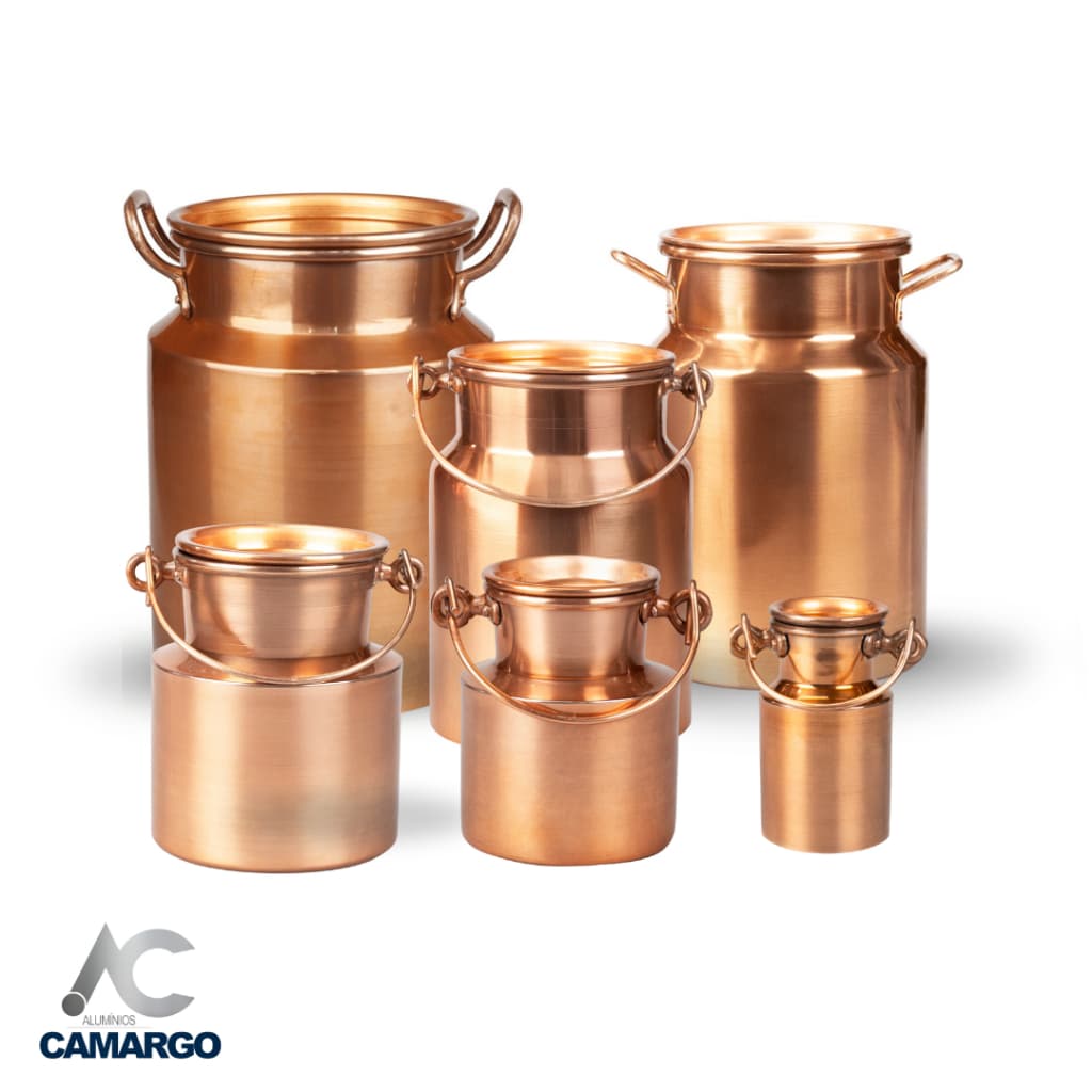 Kit 6 Leiteiras Alumínio Cobre 200ml,500ml,1L,2L,3L,5L