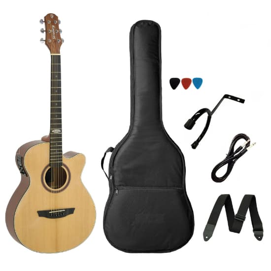 Kit Violão Strinberg Sa200 Natural Elétrico Afinador Acessórios