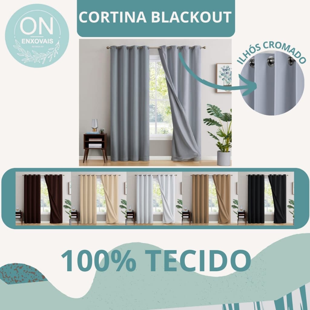 Cortina 6 metros Blecaute blackout Em Tecido 6,00 x 2,80 Corta Luz para sala quarto escritório