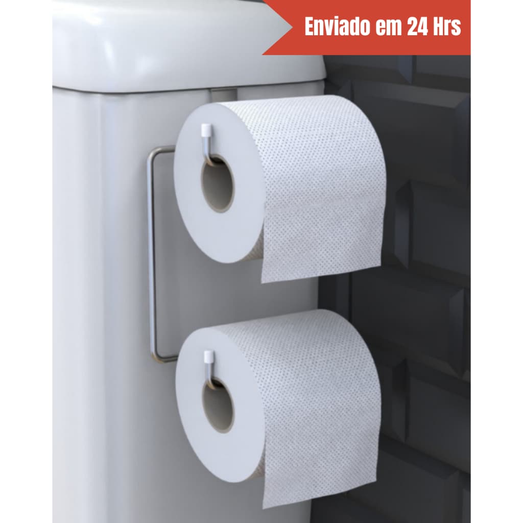 Suporte Porta Papel Higienico Aço Inoxidável  Duplo Aramado Para Caixa  Cromado Aço Preto Branco