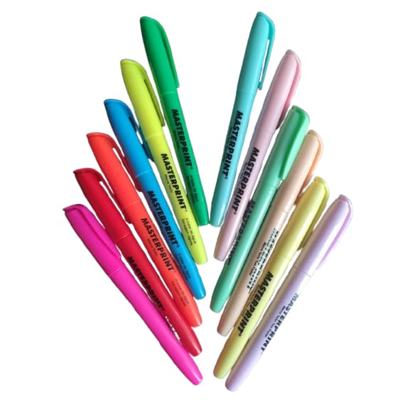 Kit 12 Marca Texto (6 Neon + 6 pastel) Masterprint