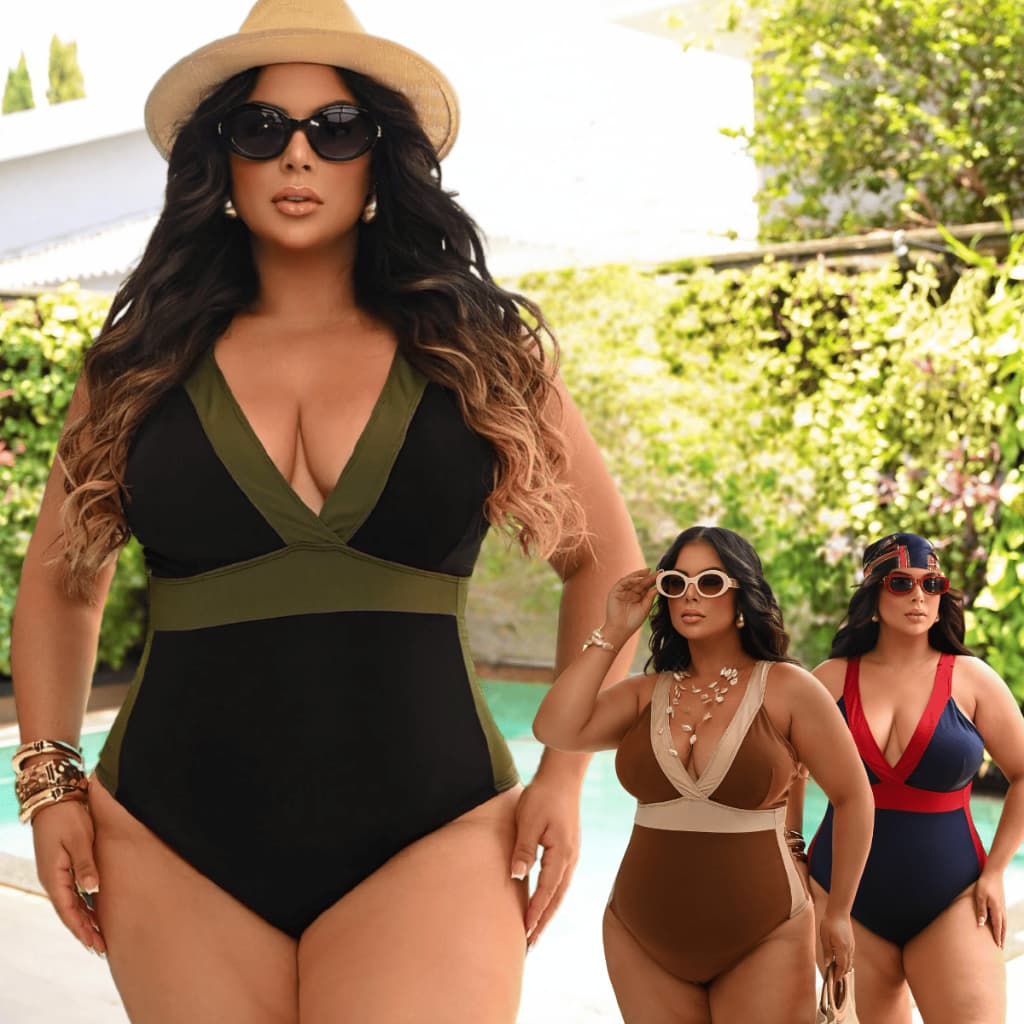 Maiô Plus Size Moderno Verão Com Bojo Forrado Tecido Grosso Alças Largas Sustentação