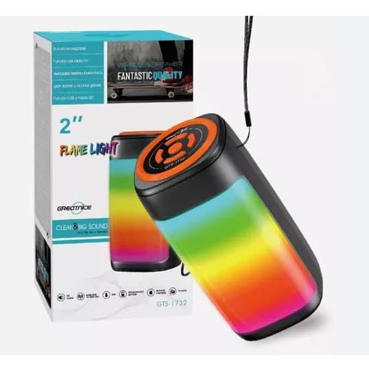 Caixa De Som Portátil Bluetooth Buytiti De Forma Cilíndrica Con Luz RGB  RL-1682
