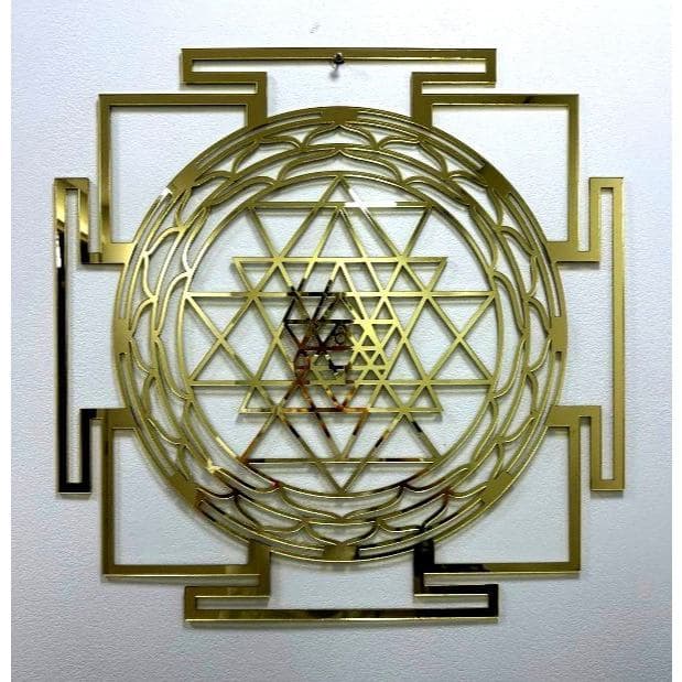 Sri Yantra gayatri geometria sagrada acrilico espelhado vazado 20cm