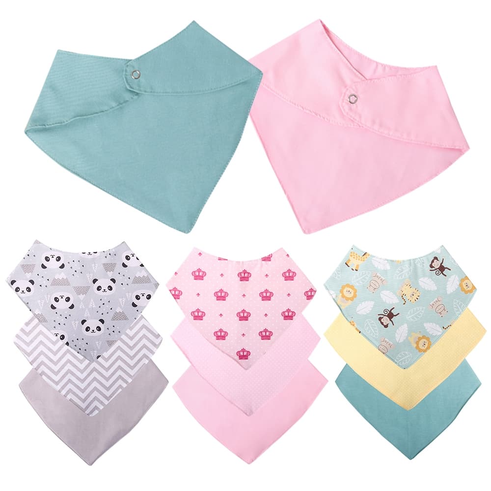 Babador Bandana Para Bebê Menino Menina e Unissex Kit 03 Peças Com Botão De Pressão