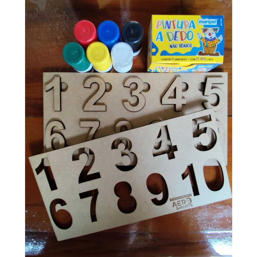 Brinquedo Educativo tabuleiro numérico mdf cru + tinta Guache + Brinde