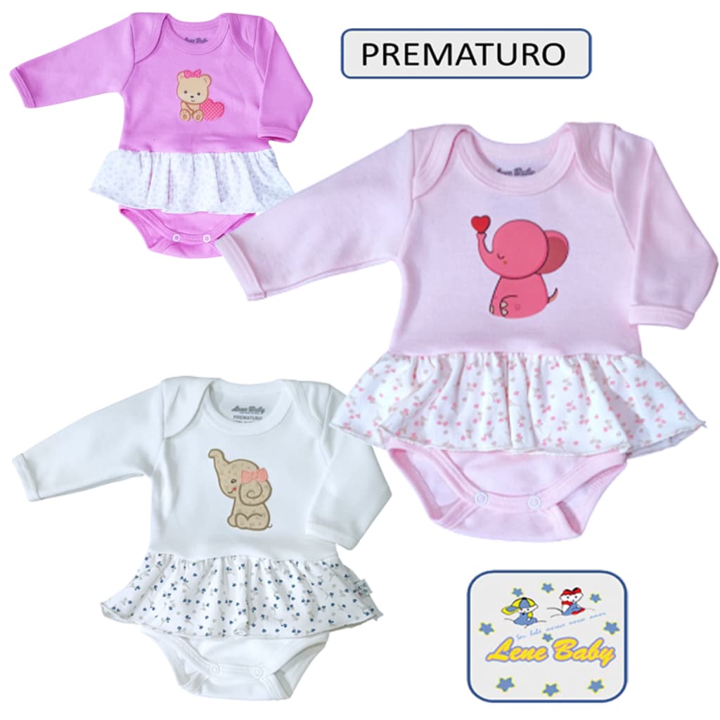 Body Tipo Vestido BEBÊ PREMATURO e BONECA REBORN