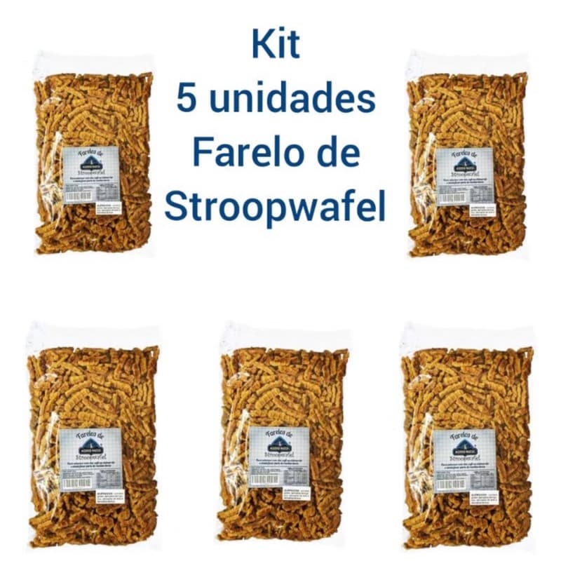 Kit 5x pacotes 300g Farelo Stroopwafel Waffers Holandês - Moinho