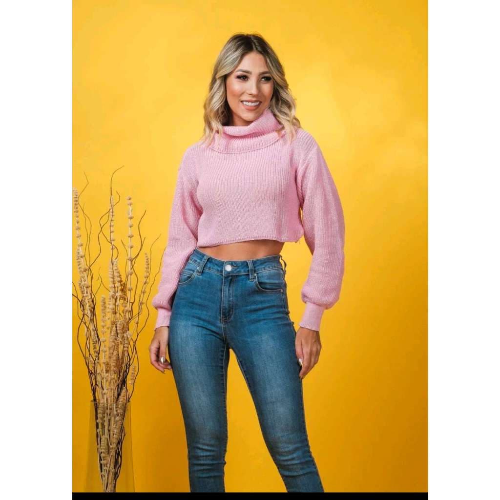 cropped trico #MX30 gola alto para inverno moda feminina