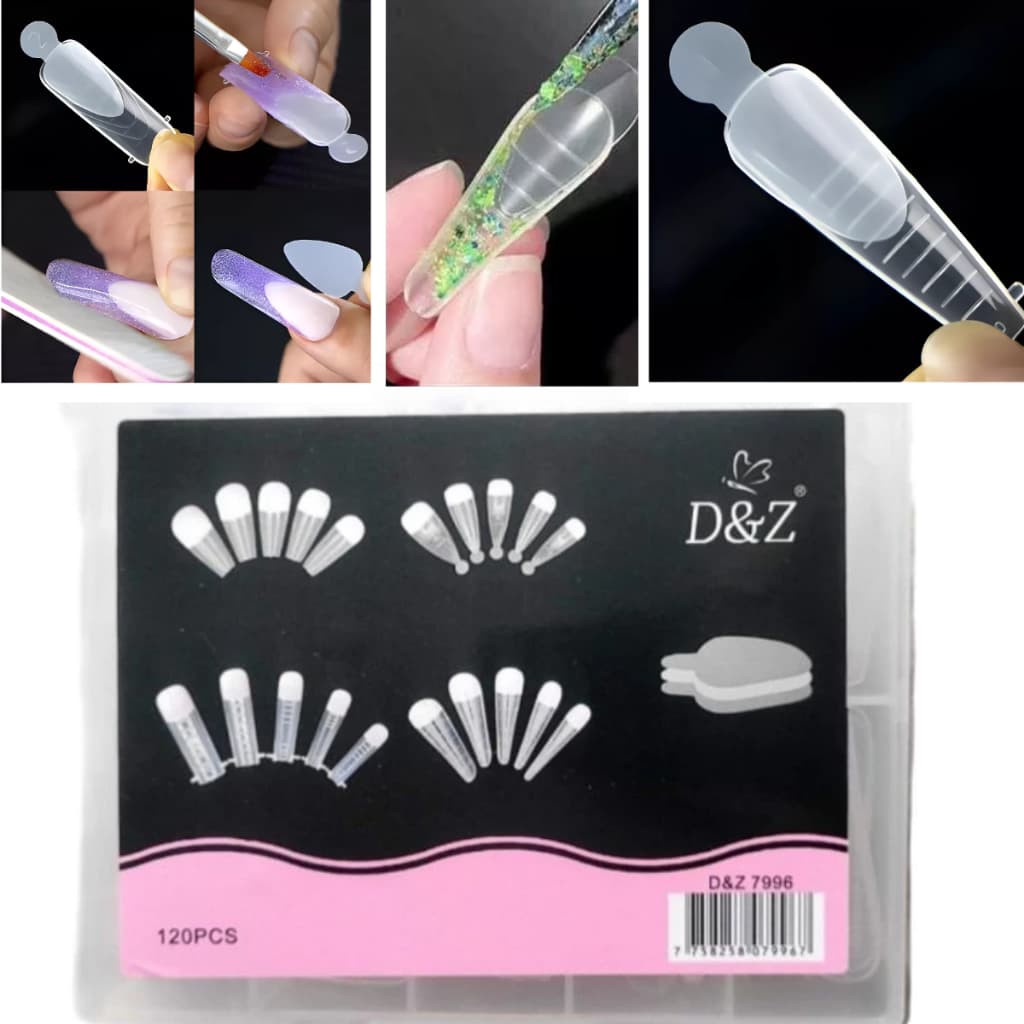 Molde F1 4 Moldelos Profissional D&Z Polygel Reutilizável Caixa Com 120 Unidades Nail Art Molde Para Poligel