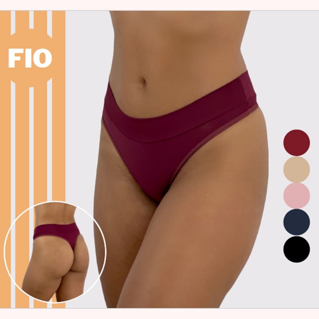 Kit Calcinhas FIO DENTAL calcinha Fio duplo Poliamida Microfibra Confortável Macia Lisa