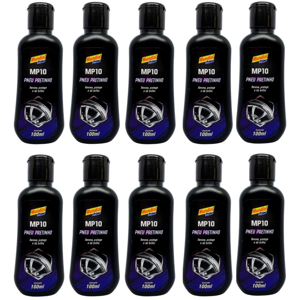 10x Pretinho Concentrado 100ml Brilho Pneu Carro Moto Bicicleta