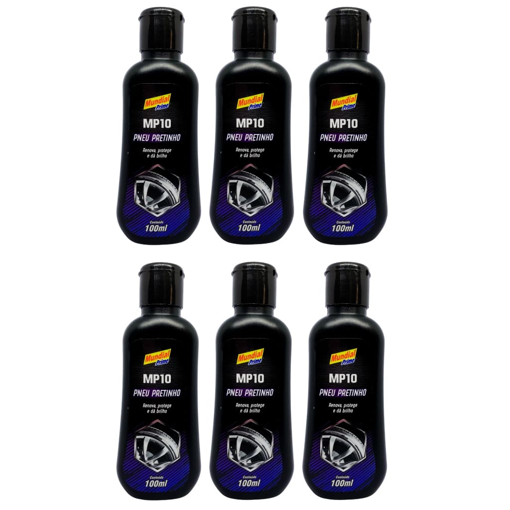 6x Pretinho Concentrado 100ml Brilho Pneu Carro Moto Bicicleta