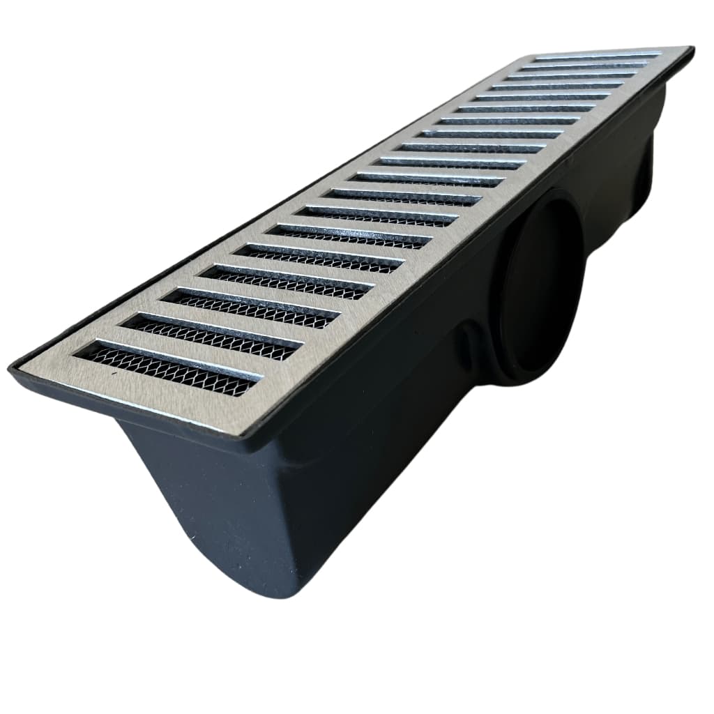 Ralo Linear Guvi Premium 15x80 | Grelha Alumínio, Tela Anti-Inseto, 1 Saída Lateral – Alta Vazão e Durabilidade