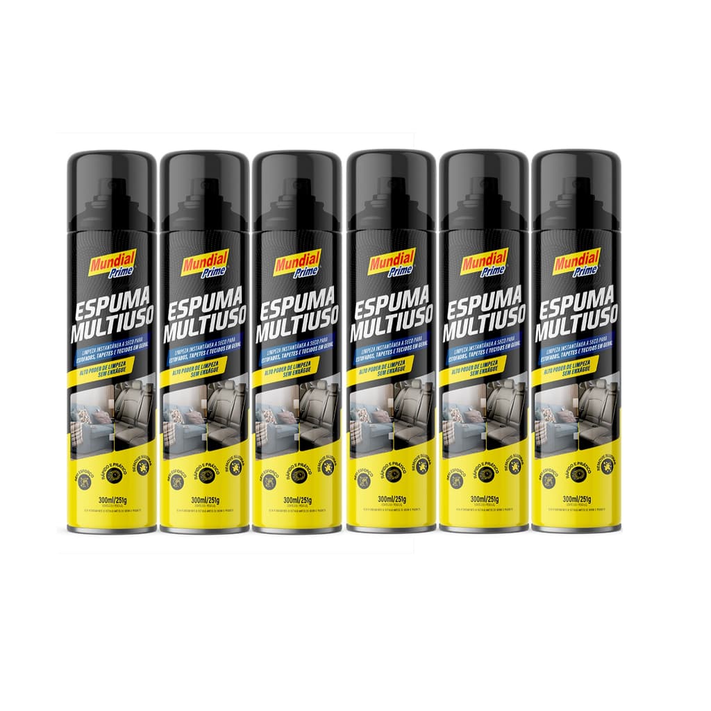 Kit 6x Espuma De Limpeza Estofados Mundial Prime 300 Ml - Lavanda