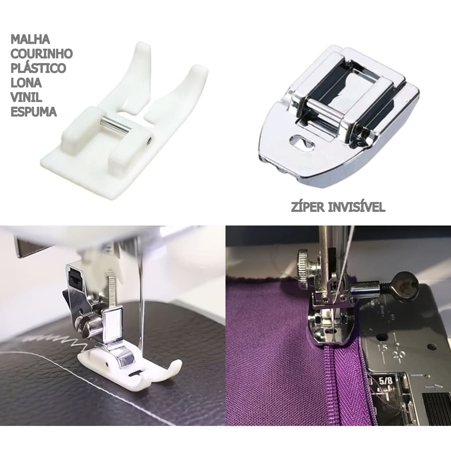 2 Pçs  Calcadores Costura Malha/ Tricô/ Couro/ Vinil/ Plástico/ Espuma/ Camurça/ Zíper Invisível  Pé Sapata Sapatilhas