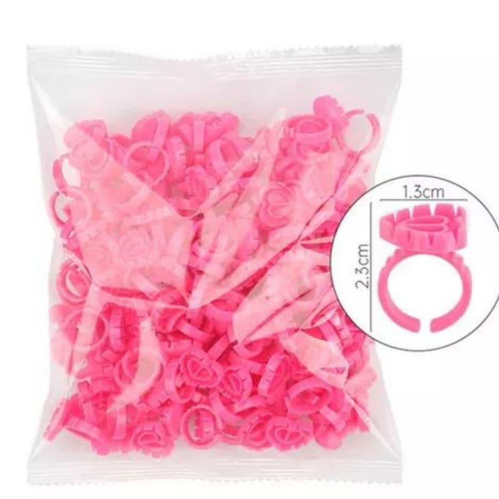 Anel Porta Cola Batoque Flor Coração Extensão Cílios 100 Un