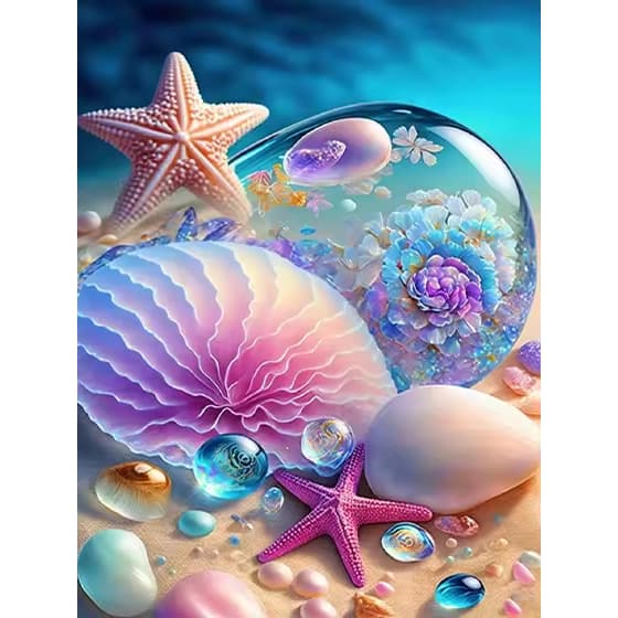 Kit De Pintura Diamante 5d Conchas Estrelas Do Mar 40x30 DIY
