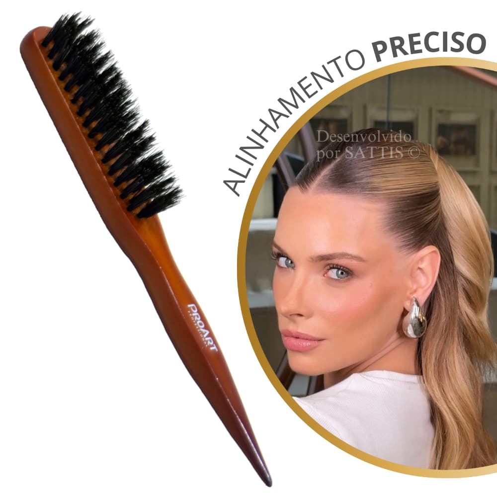 Escova de Limpeza ProArt em Madeira para Alinhamento e Polimento de Penteados Sleek Hair