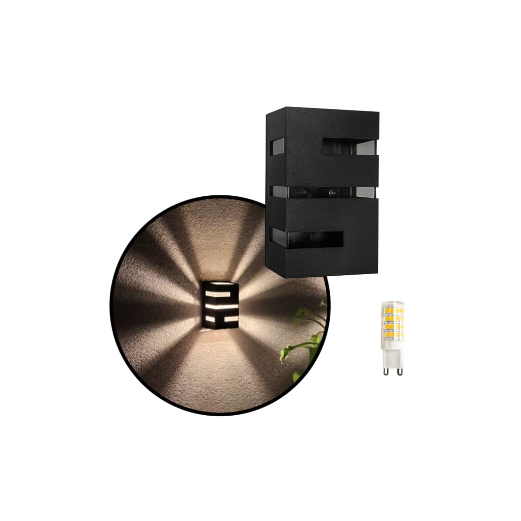 1 Arandela Massuia  Externa e Interna Preta + Lâmpada Led