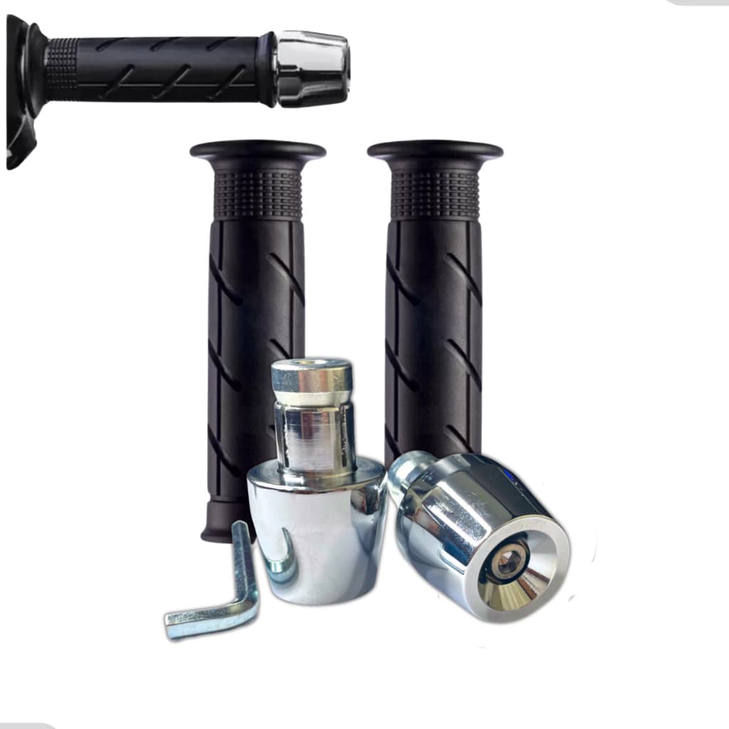 Kit Par Pesinhos Pesos Pcx Cromado Bucha Guidão Oco + Manoplas Titan Cargo Cg Fan Start 125 150 160