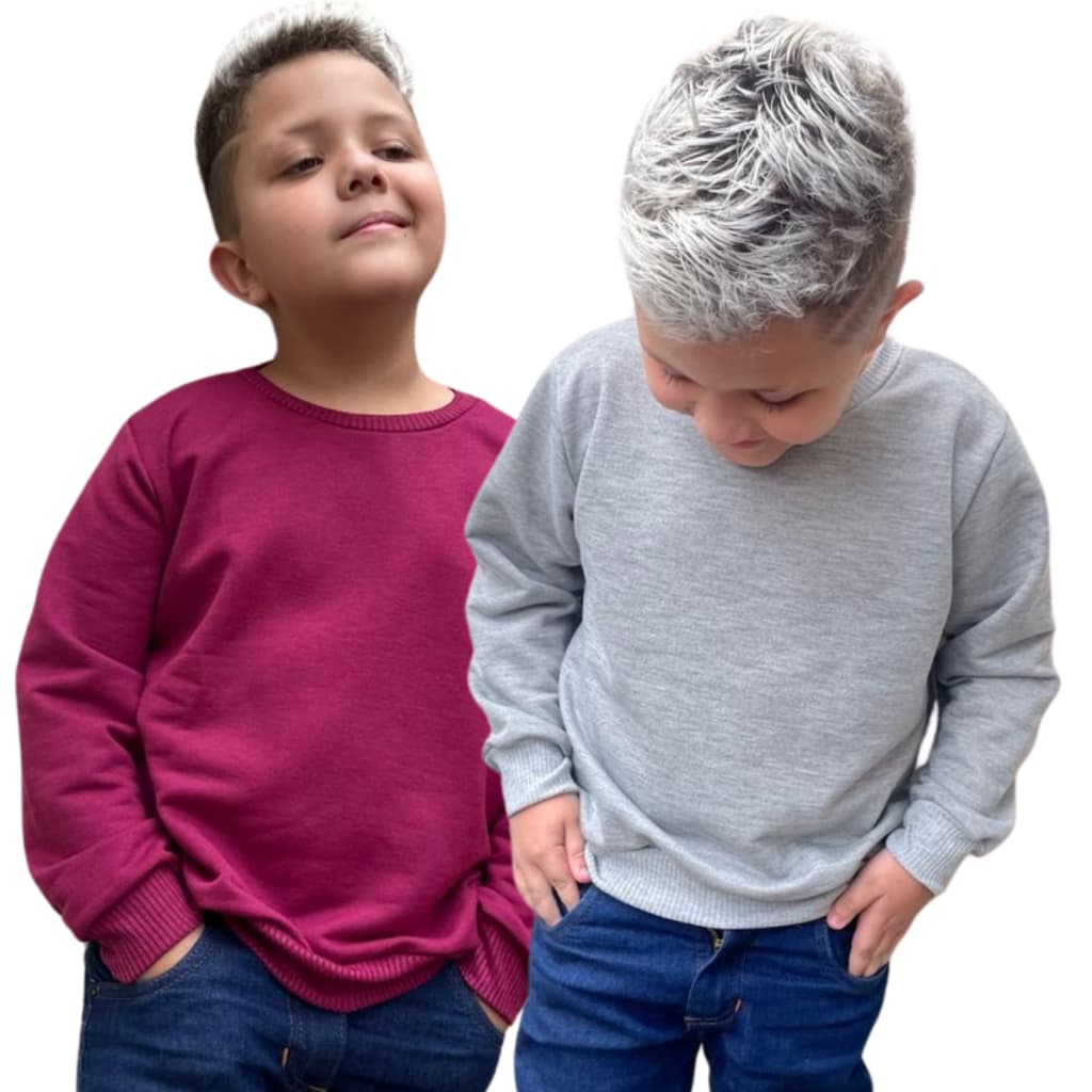 Kit 2 Blusas Infantil Menino Moletinho Moletom Camisa Casaco