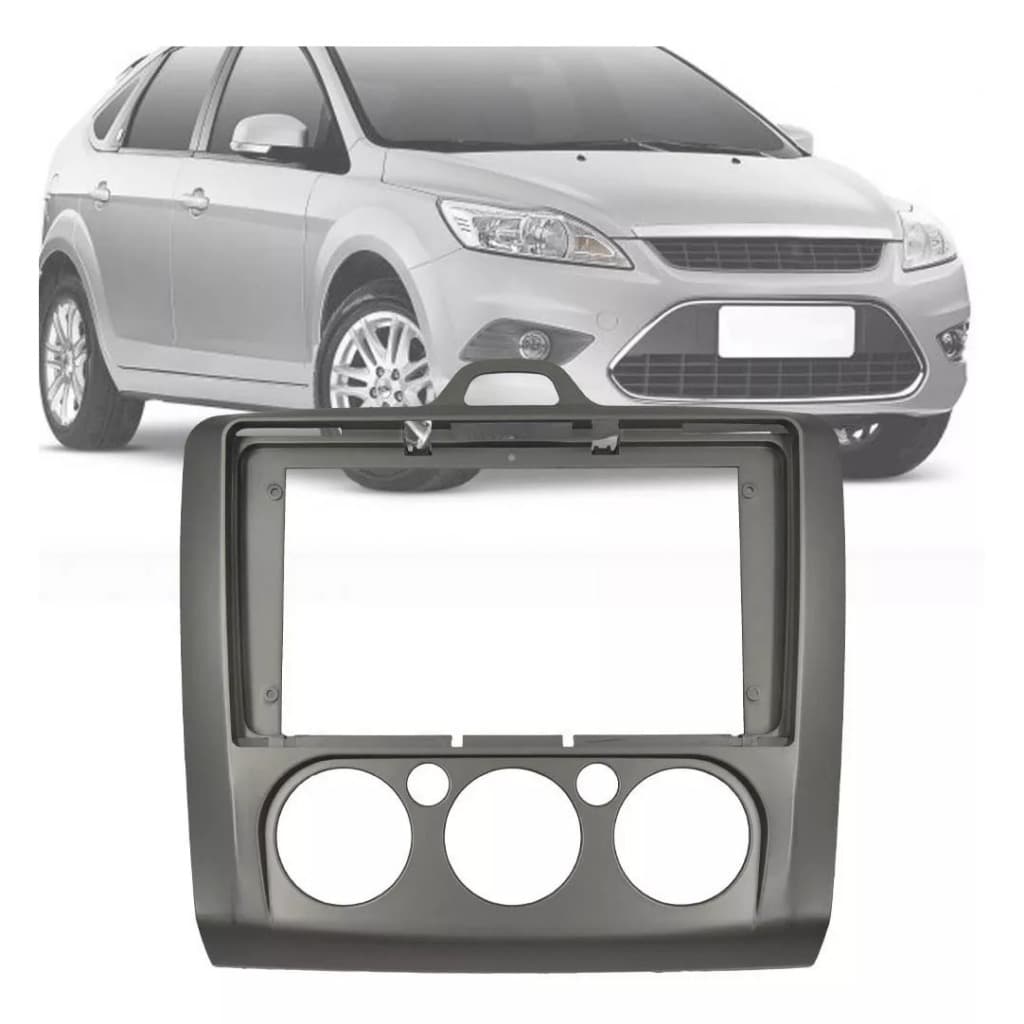 Moldura Multimidia Tela 9 Polegadas Ford Focus 2009 A 2013 Ar Analógico ou Digital