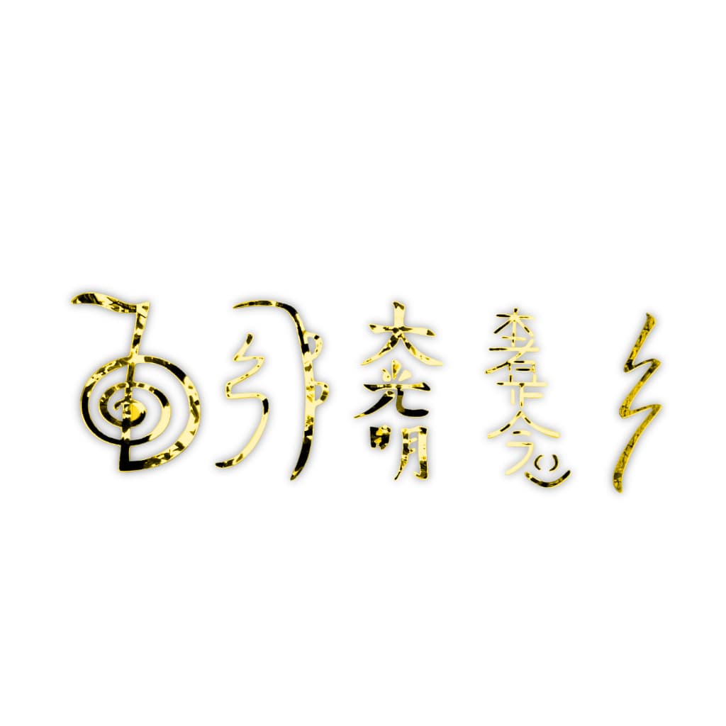 Decoração acrilico Espelhado 5 Simbolos reiki acrílico dourado geometria sagrada decorativo chokurei