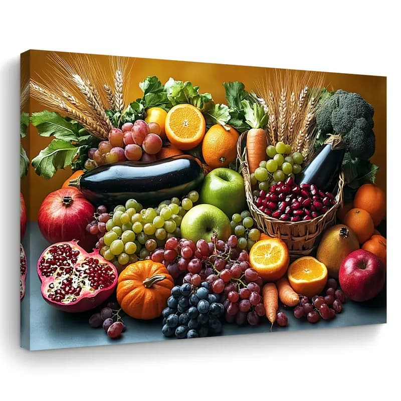 Quadro Decorativo Frutas e Legumes de Colheita Decoração de Parede, Decoração de Casa e Cozinha