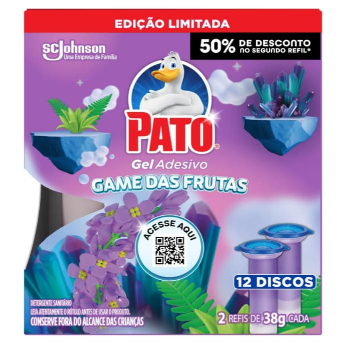 Pato Desodorizador Gel Adesivo, Vaso Sanitário Limpo e Perfumado, 12 Discos Refil