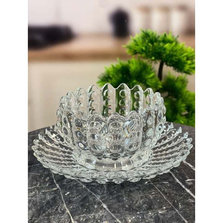 Kit 6 Tigelas de Vidro Bowl + 6 Pratinhos de Vidro Decoração Elegante 12 peças