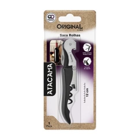 Saca Rolhas Abridor Vinho 12cm Garrafas Aço Inox Original Line Atacama Prático