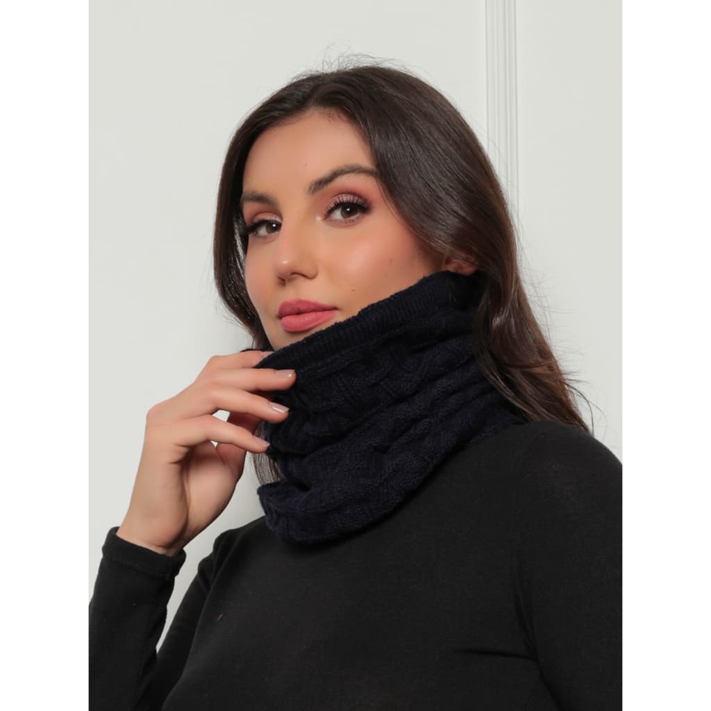Touca Gorro de Lã Forrada unissex Premium Vira Cachecol Gola pescoço de frio Tricot echarpe Inverno
