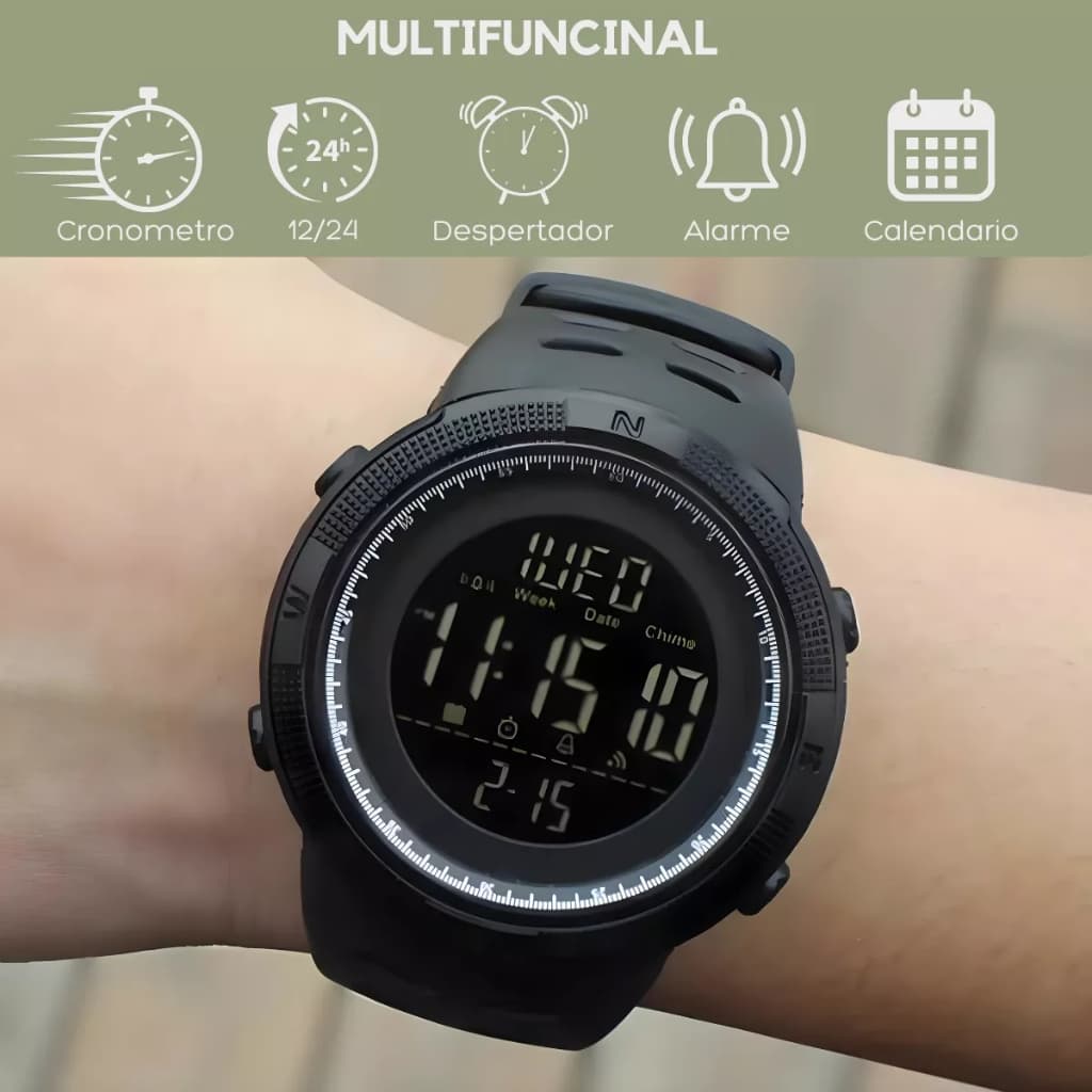 Relógio Masculino Digital Sport a Prova D'água 50m Preto