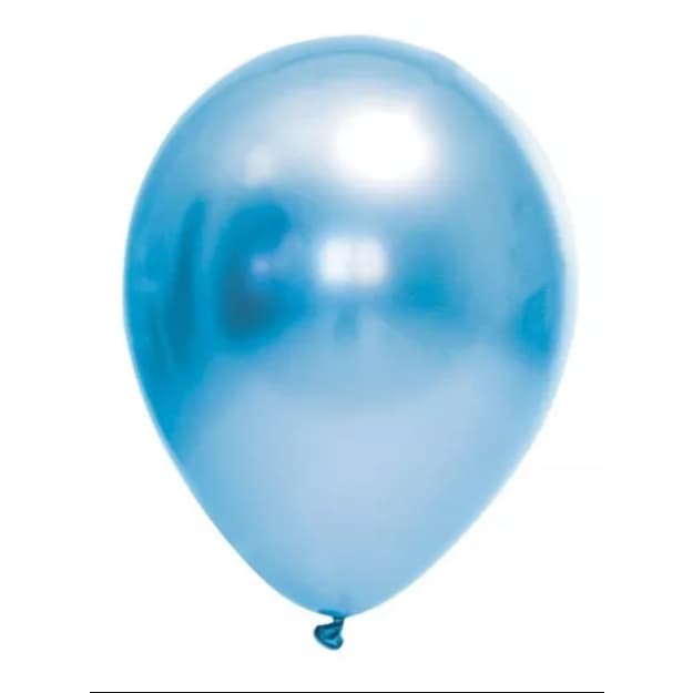 Balão Bexiga Cromado Azul Metalizado 25 Unidades N9