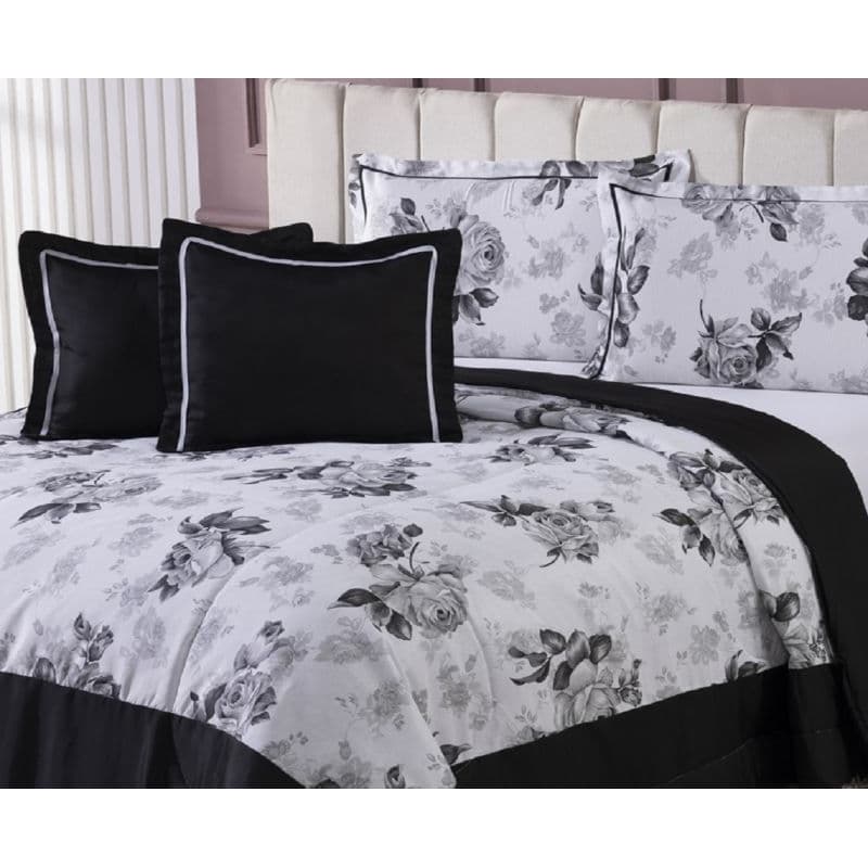 kit Colcha Cobre Leito Edredom Estampado Casal Queen Dupla Face 5 Peças