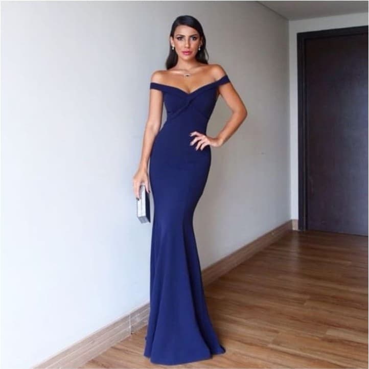 Vestido Elegante Festa de Casamento Madrinha Formatura Longo Modelo Ombro A Ombro X Frente Primavera Verão Feminino