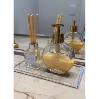 Bandeja Decorativa Lavabo Acrilico 25mm Maciço Bisotê Luxo