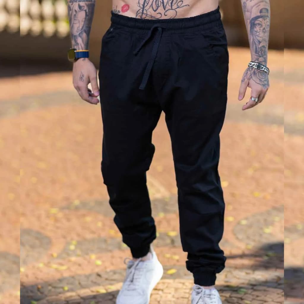 Calça Jogger Masculina Sarja Jeans Casual Plus Size G1 G2 G3 G4 Confortável