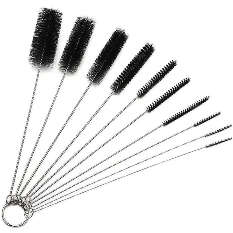 10 Escovas Limpeza Canudo Aço Varetas Grande e Pequena Copo Garrafa
