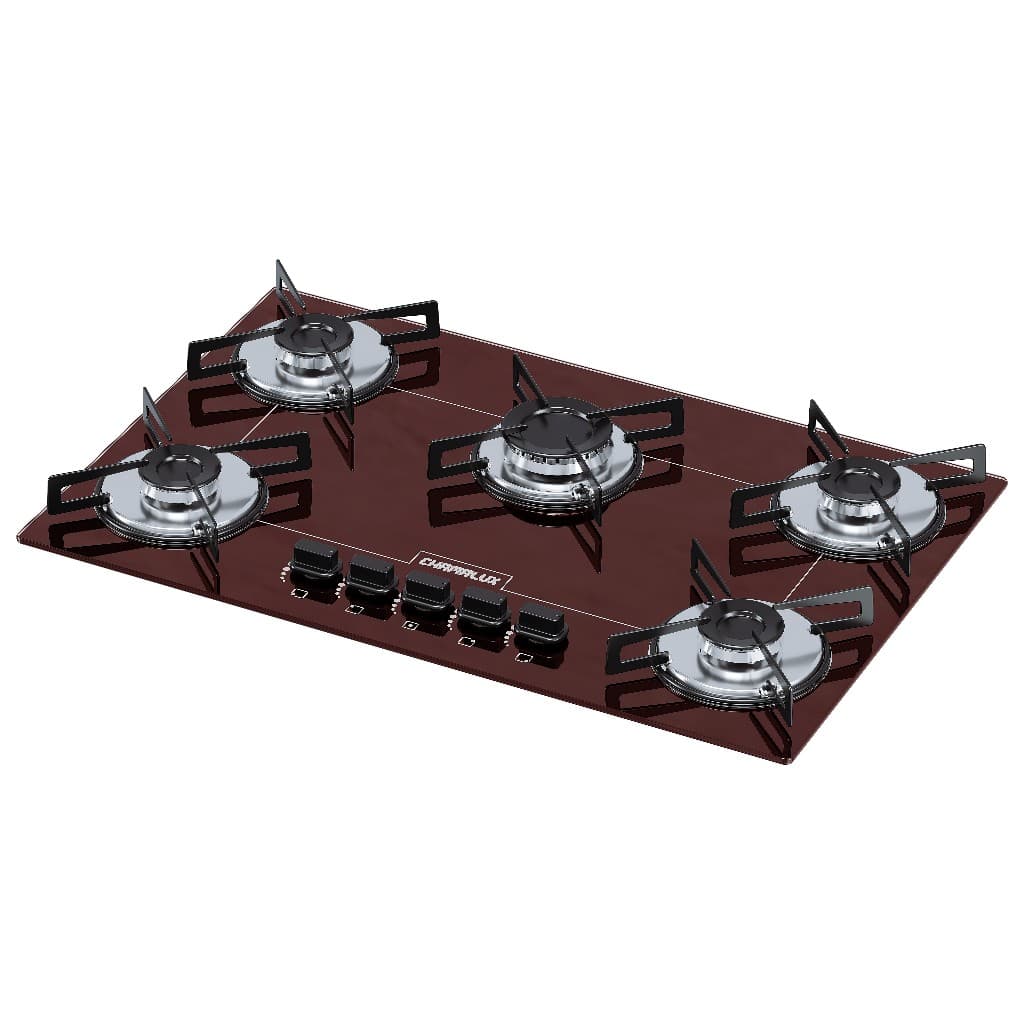 Cooktop 5 bocas Chamalux ultra chama Bivolt - Gás Natural Trempe de Chapa marron