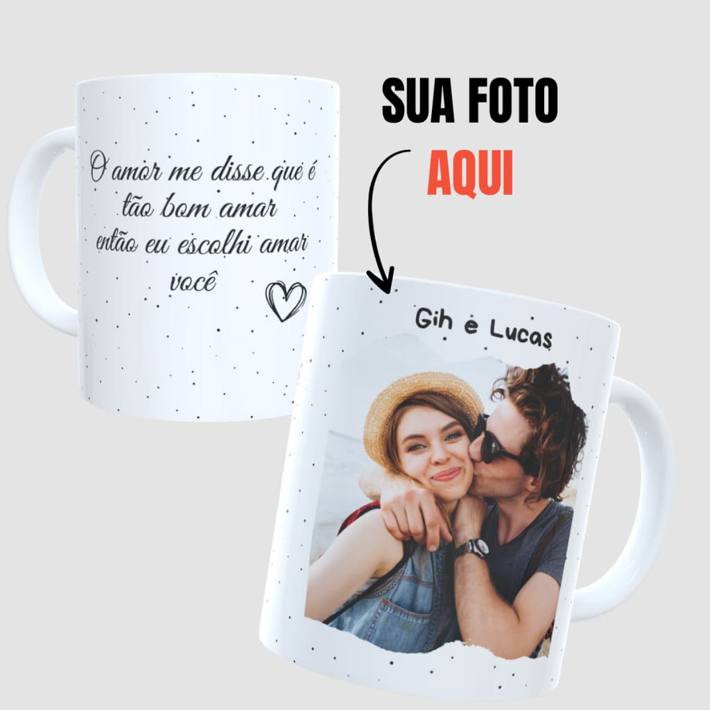 Caneca Porcelana Casal Personalizada C/ Sua Foto