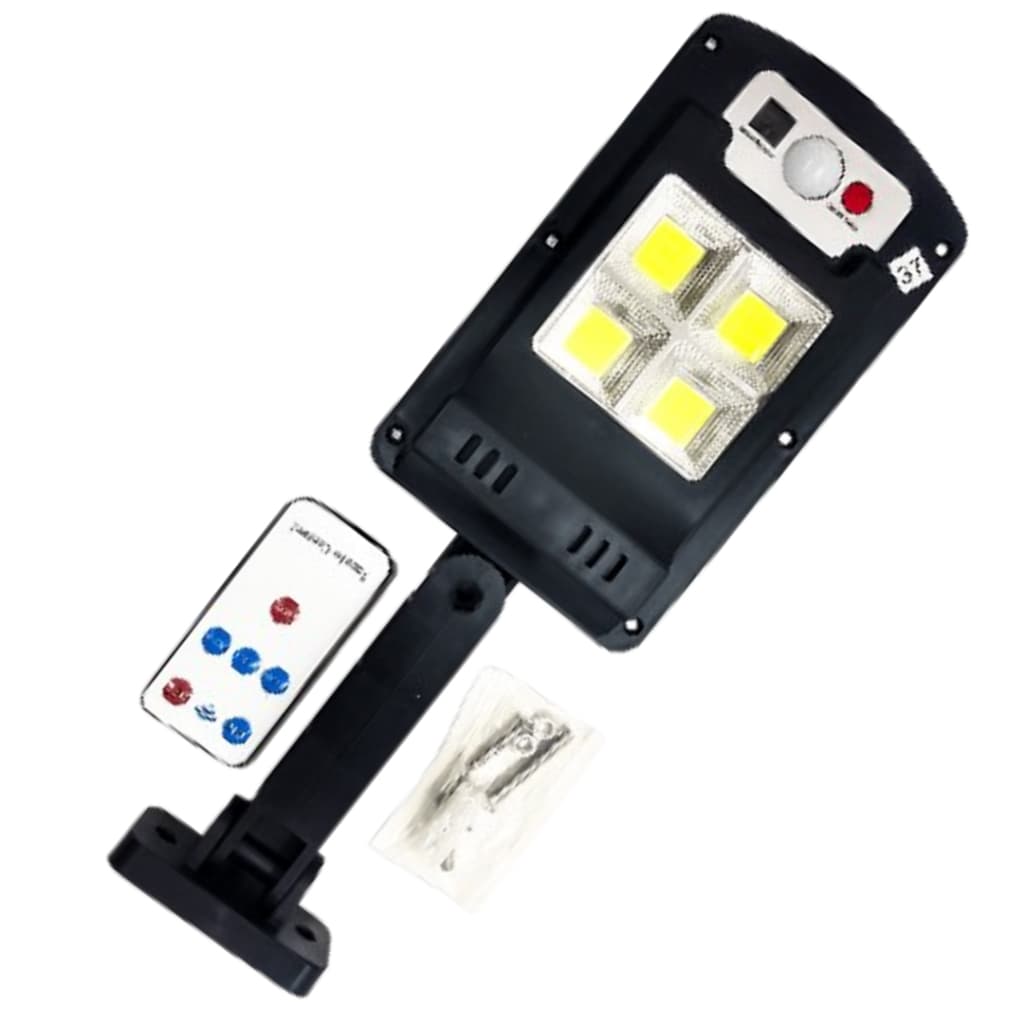 Luminária Externa Painel Solar Poste Jardim Refletor Sensor