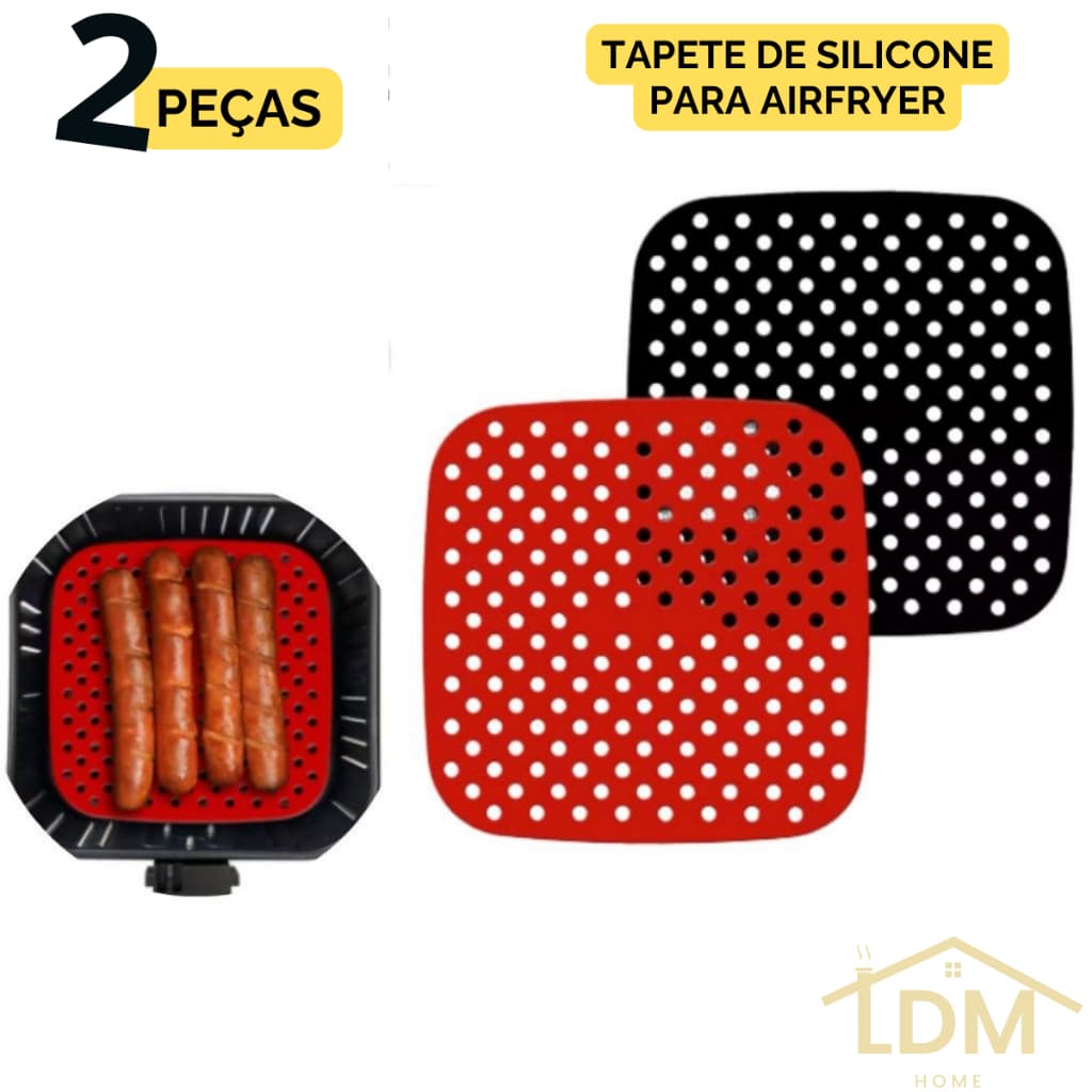 1 ou 2 Tapete de Silicone Reutilizável Quadrado 19cm para Proteger Air Fryer Contra Riscos