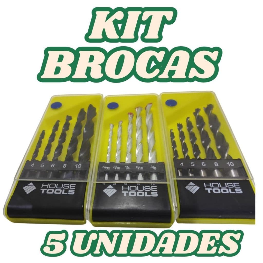 Jogo Kit De Brocas 15 Pecas Madeira Ferro Concreto Para Furadeira Parafusadeira